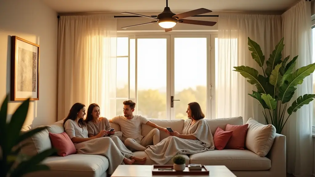 a picture of a family enjoying a cool room inside their home in Fort Worth, TX.