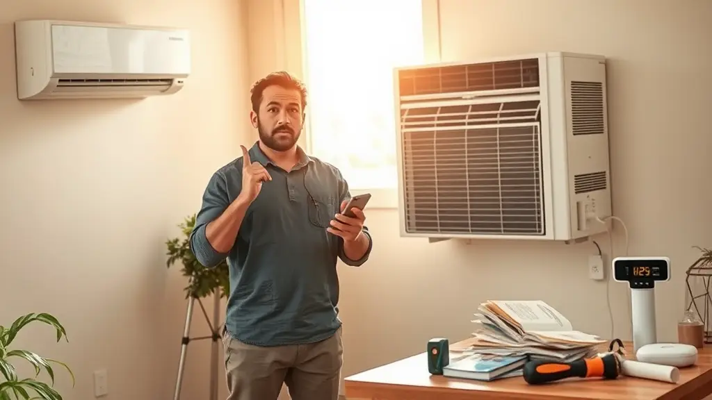 man-using-smartphone-to-control-air-conditioner-in-modern-texas-home-workspace