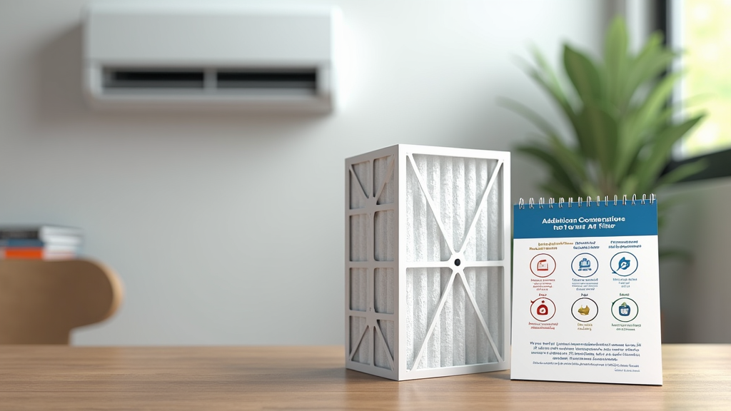 A new AC unit air filter with installation instructions