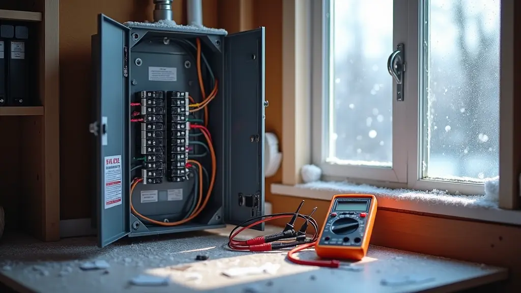 electrical-circuit-breaker-panel-with-multimeter-in-winter-setting