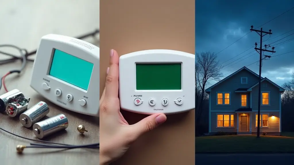 a picture of 2 thermostats and one home with the lights on